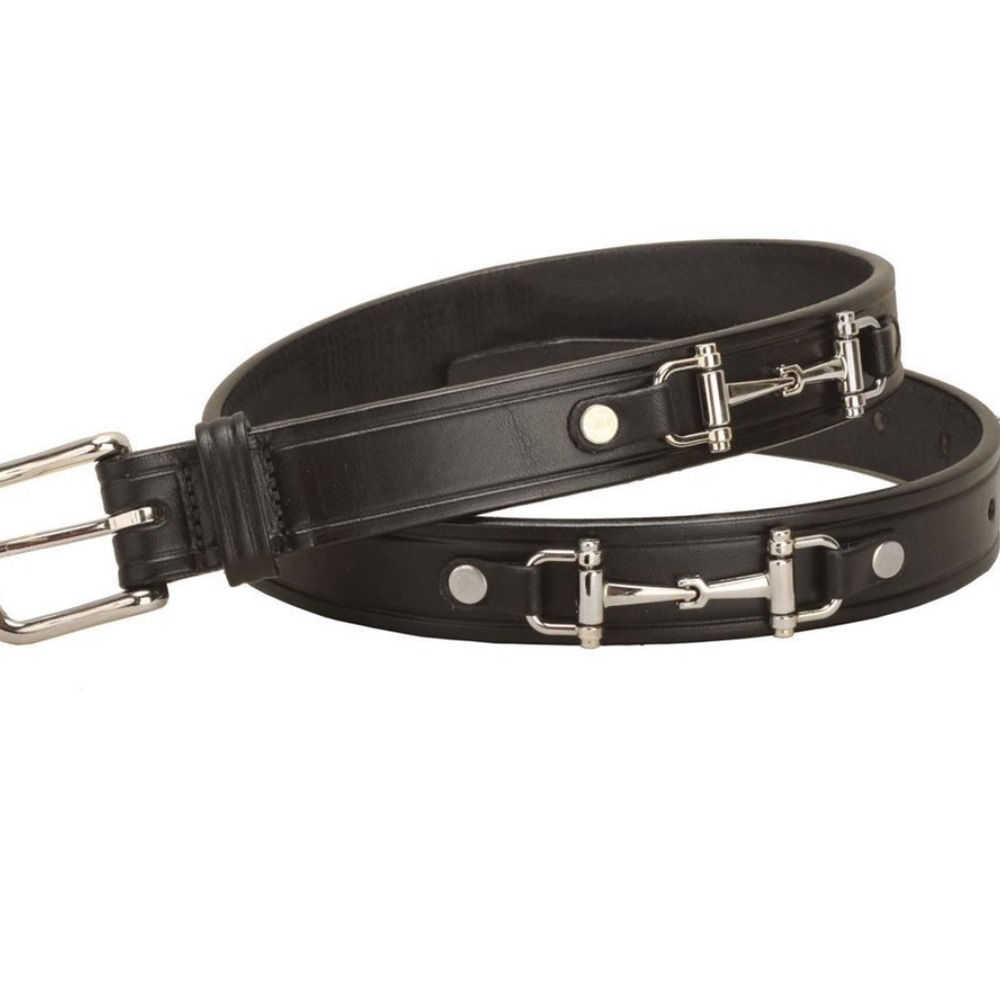 Tory Leather 1" Snaffle Bit Belt with Nickel Snaffle Bits & Buckle